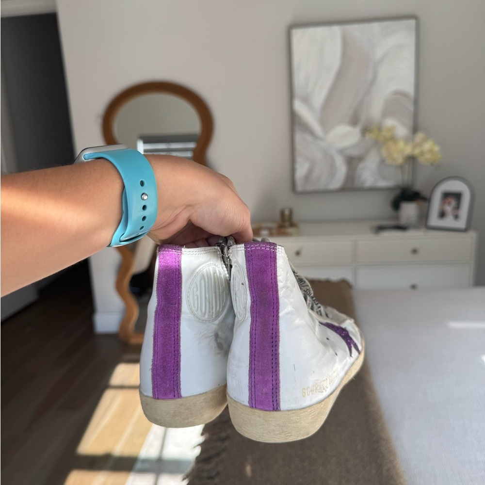 Golden Goose Francy LIMITED EDITION Women Sneakers with Purple Glitter Star - Picture 2 of 4